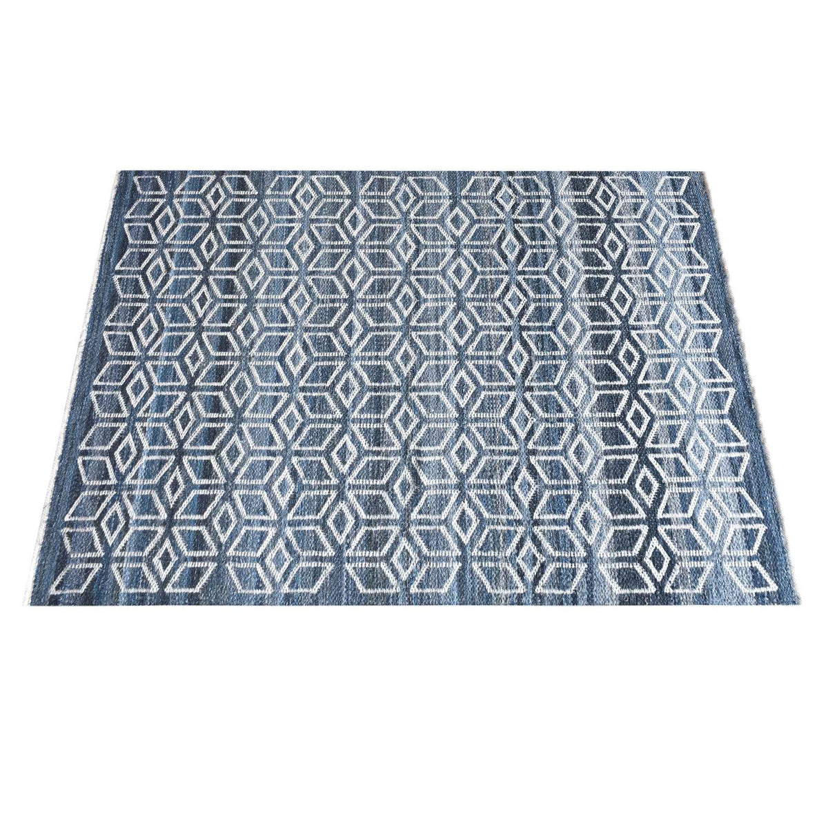 Monolith & Heart Eixample Jacquard-Woven Recycled Denim & Wool Rug, Blue