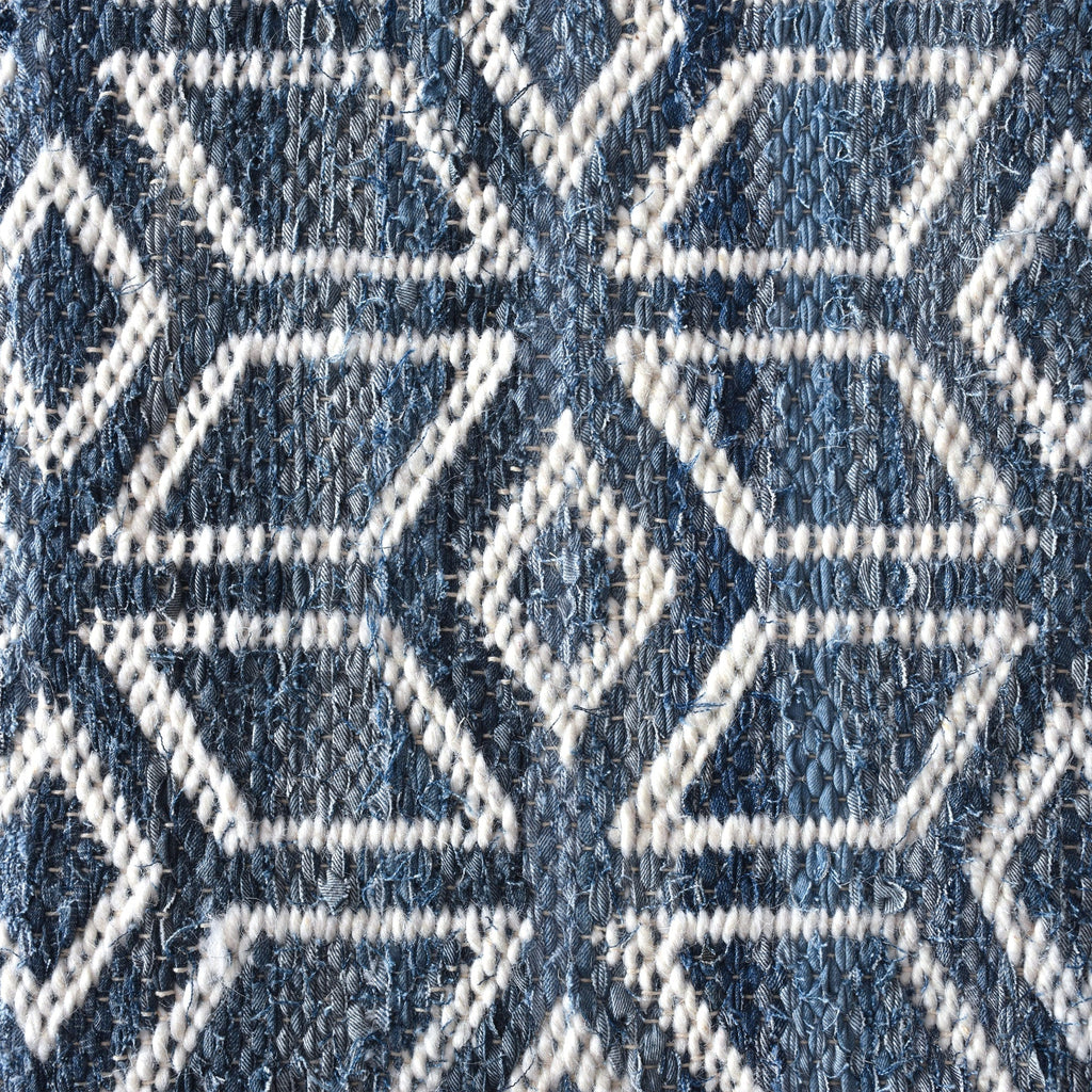 EIXAMPLE RUG - BLUE/IVORY - JACQUARD WOVEN - DENIM/WOOL
