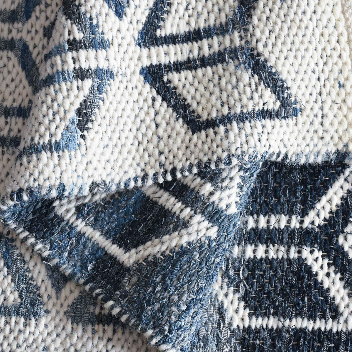 Monolith & Heart Eixample Jacquard-Woven Recycled Denim & Wool Rug, Blue